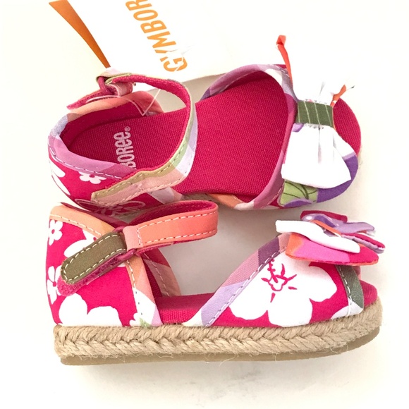 GYMBOREE Baby Shoes NWT Espadrille Sandals Floral Pink Newborn Size 0-3 Gymboree - Picture 2 of 15